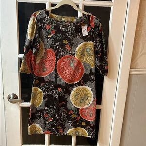 385.    Moon Collection Floral Dress in Yellow and Brown